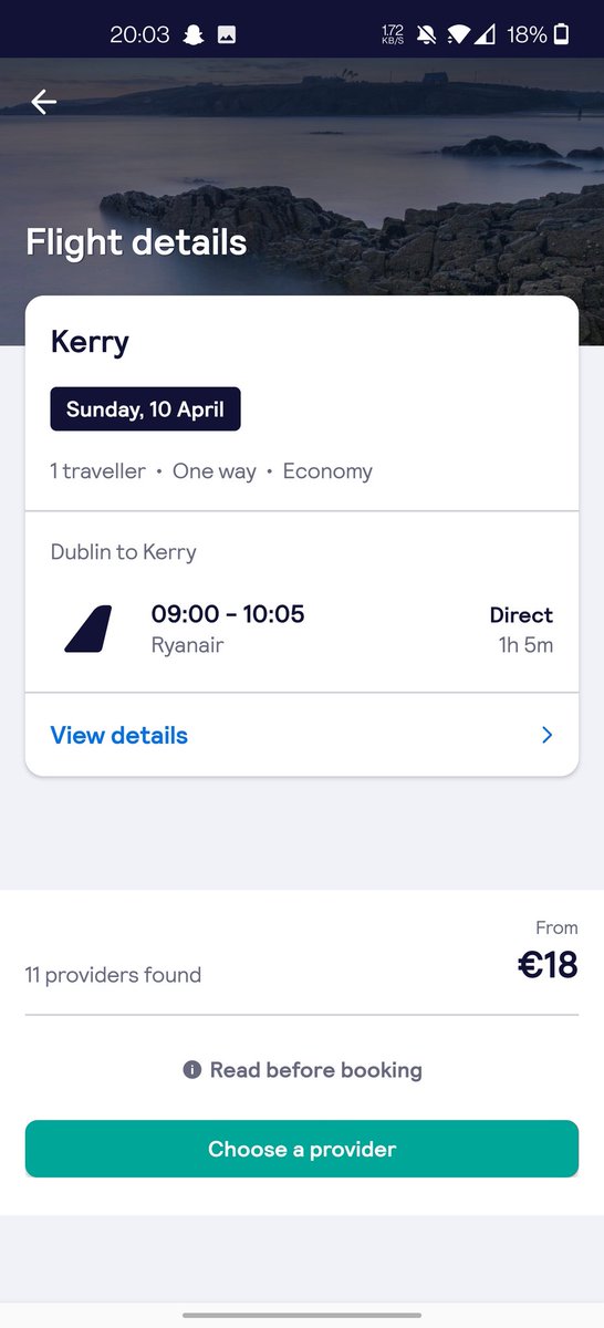 FGFFOut's tweet photo. If I was a Dub who wanted to travel to Kerry tomorrow, I'd have three options:

A. Flight - €18
B. Bus - €20 (private as Bus Éireann does not provide direct route)
C. Train - €42.49 https://t.co/MegppmJcPq