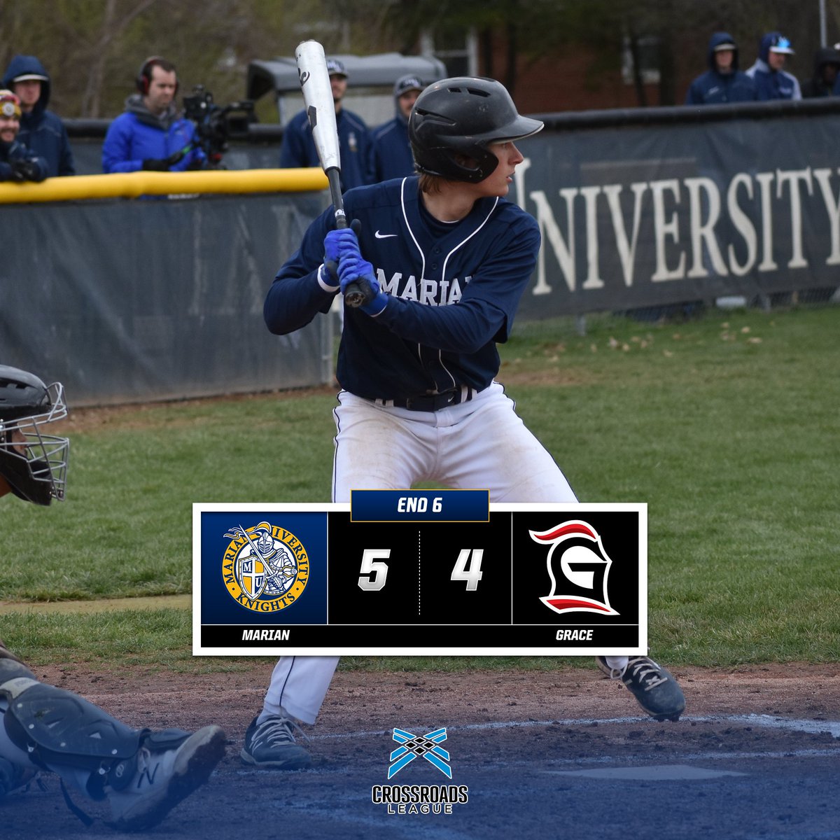 Marian ties up the game on an RBI single from Brodie Rinehold, and the Knights draw multiple free passes pushing in the go-ahead run after Porch gets hit by a pitch! 

Knights lead 5-4, time for the 7th!

Watch the final three frames here: iscsportsnetwork.com/videos/2022-bs…