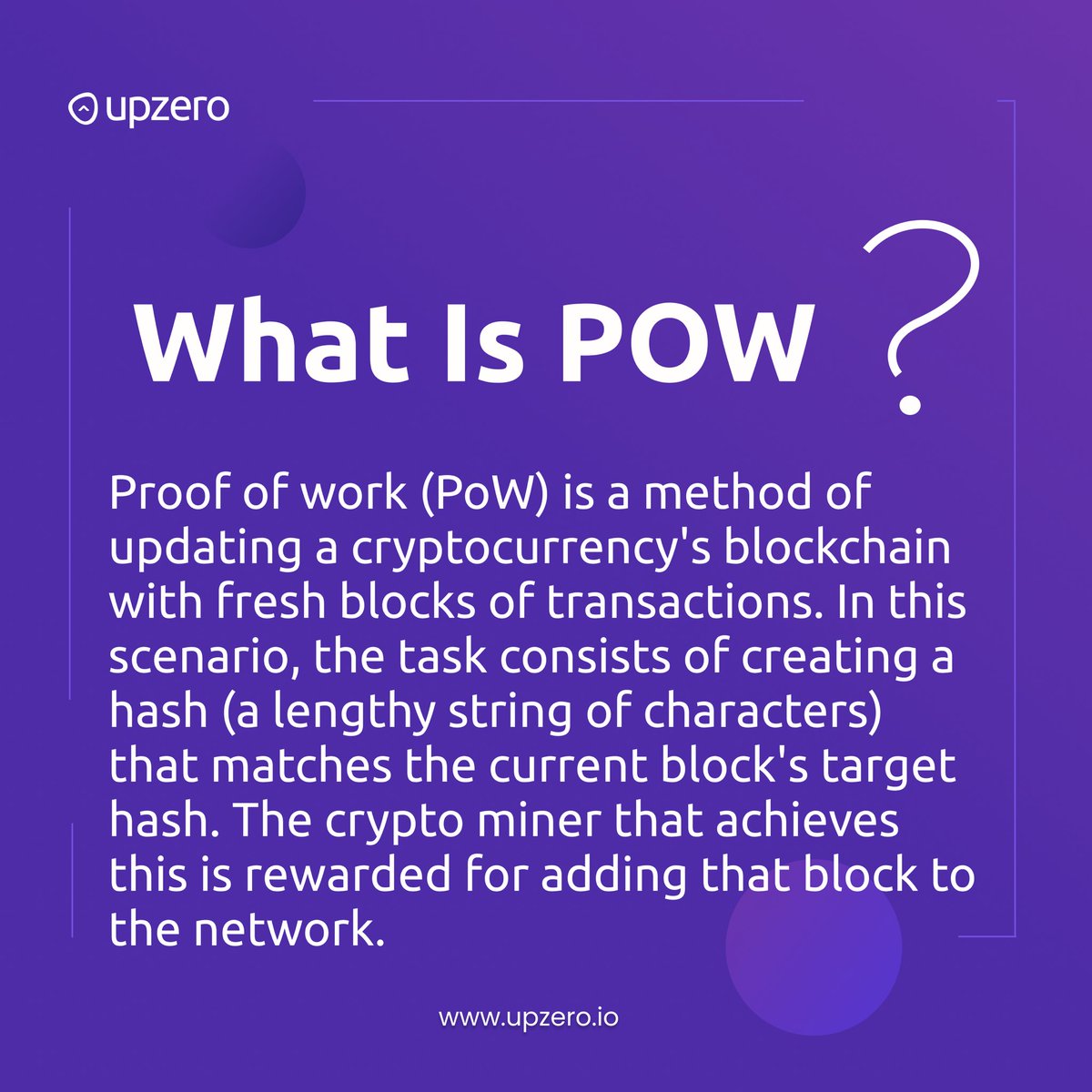 upzeroapp's tweet photo. Proof of work #POW is at the core of the #system that manages #Bitcoin #transactions and secures the #network.
.
.
#upzero #100xgem #decentralized #BNBChain #NFTCommunity #DeFi https://t.co/5rRrEdpDkR