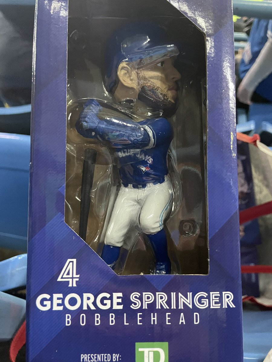 We made it to game 2!!!  For the ❤️ of the game!  So good to have the boys home!!  Plus a #GeorgeSpringer bobble head!  Can’t wait to see them in action! Let’s Go BlueJays <a href="/BlueJays/">Toronto Blue Jays</a>