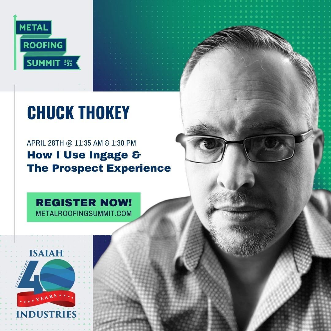 Isaiah_Ind's tweet photo. Chuck Thokey will be speaking at the Metal Roofing Summit on April 28th – not once, but twice! If you're in the home improvement industry you don't want to miss this. Grab your tickets before it's too late: https://t.co/zx94yvy66d https://t.co/lOkzaxLs06