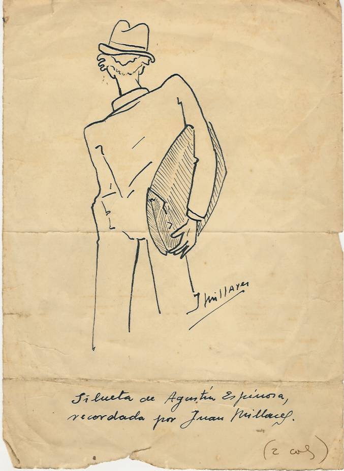 Agustín Espinosa, dio clases en Arrecife con Juan Millares Carló (autor dibujo). Ambos fueron depurados. A Agustín, de derechas, le acusaron de pornografía por su obra surrealista 'Crimen'. Le torturaron y obligaron a tragar las páginas. Murió en 1939.
👉 islasbienaventuradas.blogspot.com/2019/01/agusti…