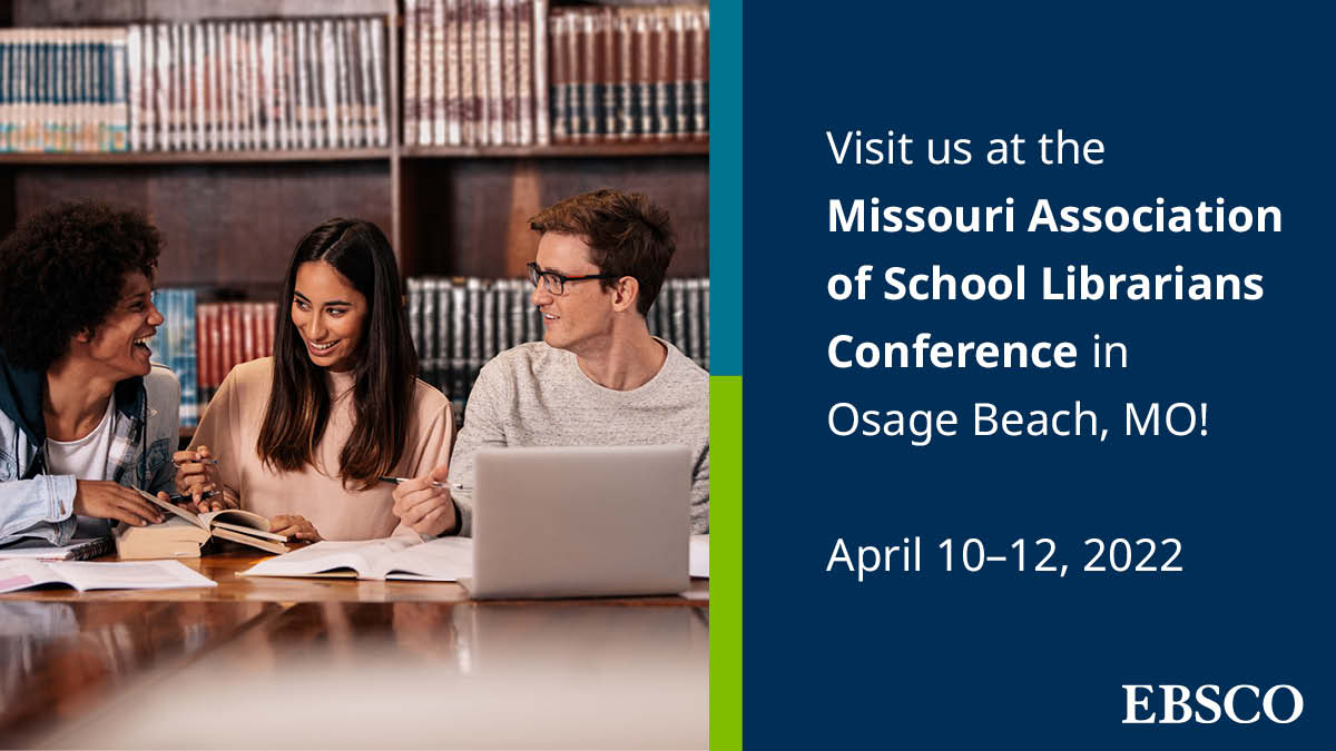 EBSCO's tweet photo. Join us this week for the @MASLOnline Conference in Osage Beach, Missouri. Be sure to stop by our shared booth with @MOREbyMOREnet to learn more about our latest offerings. #maslc #masl2go https://t.co/hIhVT3nWCz https://t.co/KBIZ7sXA08