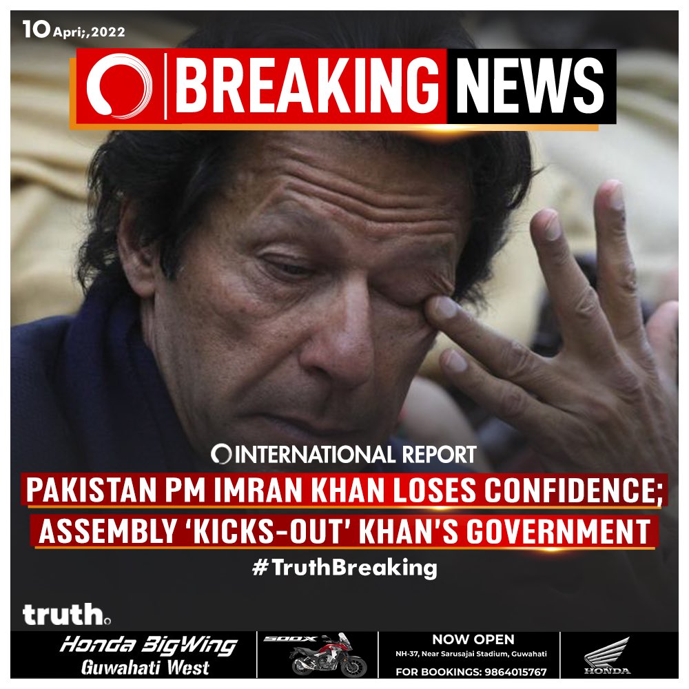 thetruthin's tweet photo. #TruthBreaking: Pakistan Prime Minister #ImranKhan loses ‘#NoConfidenceMotion’, also making him the first Prime Minister to lose confidence in the National Assembly.

#PakistanPoliticalCrisis 

(This is a Developing Story) https://t.co/ccBy1mAW7i
