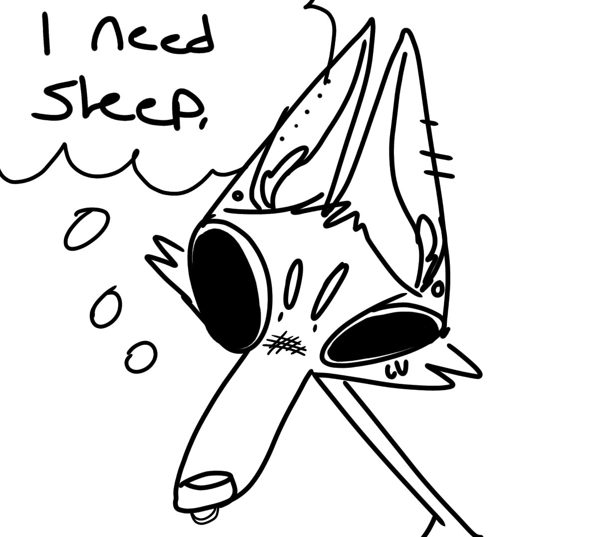 deadland_yote's tweet photo. Tired yote energy. Don't go to bed at 5 am bc you cant sleep, when you have a 3:30 shift. https://t.co/YNtYBRuBck