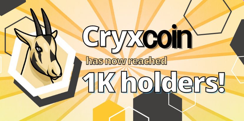 CryxCoin's tweet photo. Congratulations on 1000 HOLDERS $CRYX Family.

We are only on DAY 7. Cryx will rule soon!

#CRYXCOIN #CRYXARMY https://t.co/UVPxSR2ZEf