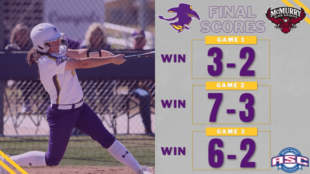 HSUAthletics's tweet photo. It was a fun weekend for HSU Softball 🧹🧹🧹 The Cowgirls are ROLLING and are now 15-6 in American Southwest Conference play after this weekend's sweep over McMurry #ASCsb #D3sb https://t.co/C39E31ZO1f
