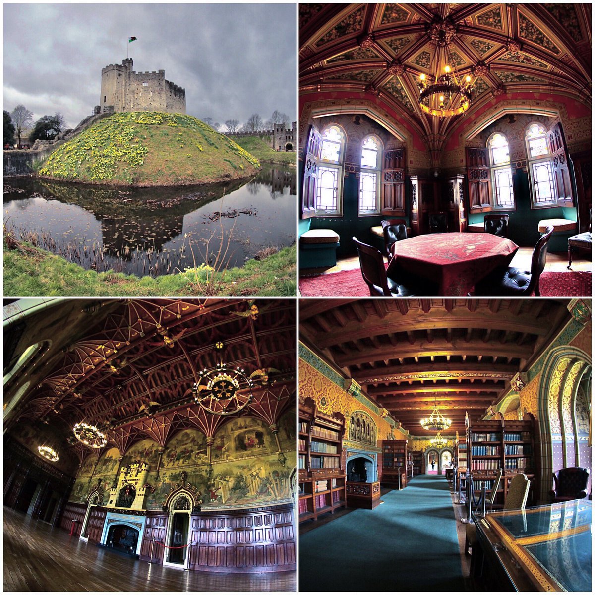 editbadger's tweet photo. Family trip to Cardiff earlier this week. The Norman Keep and the magnificent house rooms #CardiffCastle #Caerdydd #NormanKeep #VictorianSplendour #GuildedDesign #MarquessOfBute #WilliamBurges #TheSmallDiningRoom #TheBanquetingHall #TheLibrary #HistoricalArchitecture #FisheyeLens https://t.co/qw0w4rCw2T