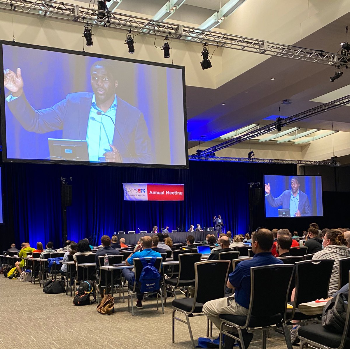 bburkam's tweet photo. Talking mental health in sports with @TheSamAcho #amssm2022 “It was good to see you”. Powerful message about truly “seeing” your athletes and being the support they need.  Thanks for sharing your story! #mentalhealth #SportsMedicine https://t.co/VxqeNEJtuU