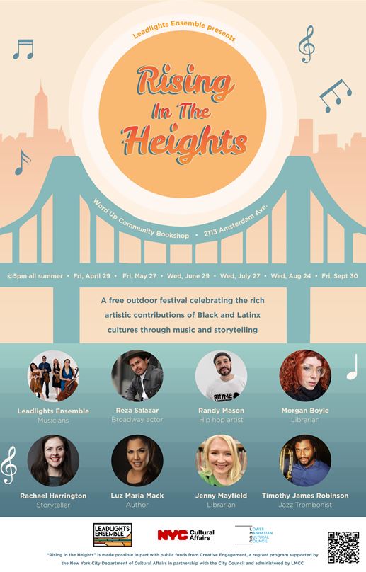 LuzMariaMack1's tweet photo. Save the date for the Rising in the Heights festival, a community celebration of Black/Latinx through music and storytelling. 

#music #washingtonheights #nyc #ourcommunityrocks #Black #Latinx #afrolatina #storytelling  #children #nycevents  #nyc #dominicanwriter #festival https://t.co/E4fUflxWZP