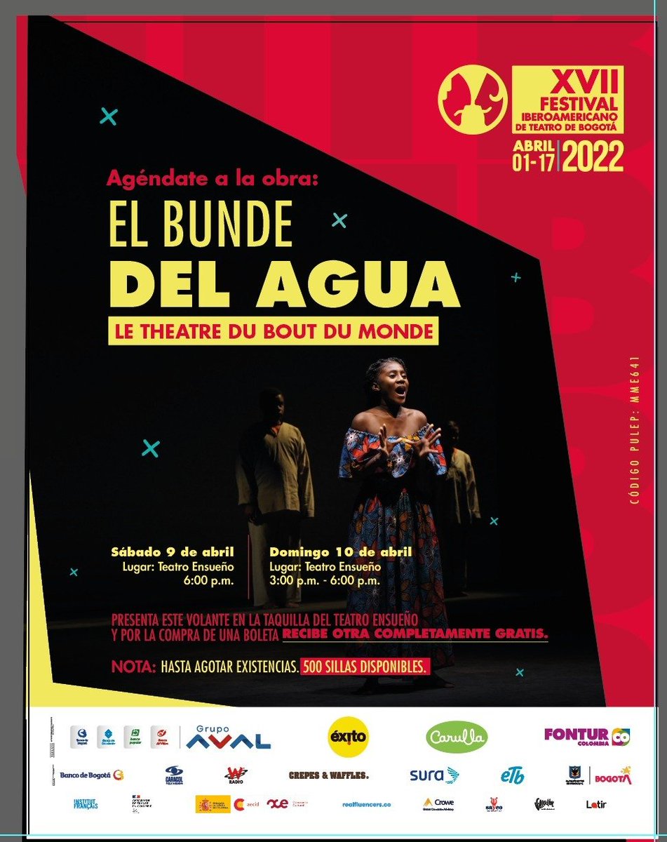 marian_ex's tweet photo. Deseo invitarlos a disfrutar de una de las mejores obras del festival @FITBogota se trata de El Bunde del Agua  una obra de Sonia Ristić https://t.co/NizPy1Jrn6 no se la pueden perder en el teatro ensueño esta buenísima!!!esta Semana Santa  estara llena de sorpresas  ;) https://t.co/rEu4lguA2V