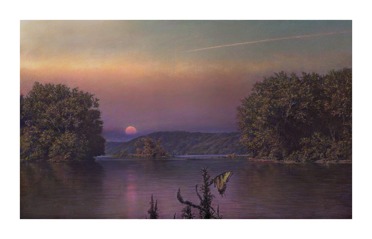 A view on the Susquehanna painted a couple years ago
'Harvest Moon, Tucquan,' pastel on museum board, 2020, 14 x 24 inches, private collection #landscapepainting #surreallandscape #magicrealism #pastel #pastelpainting #representationalart #contemporaryrealism #susquehanna #nftart