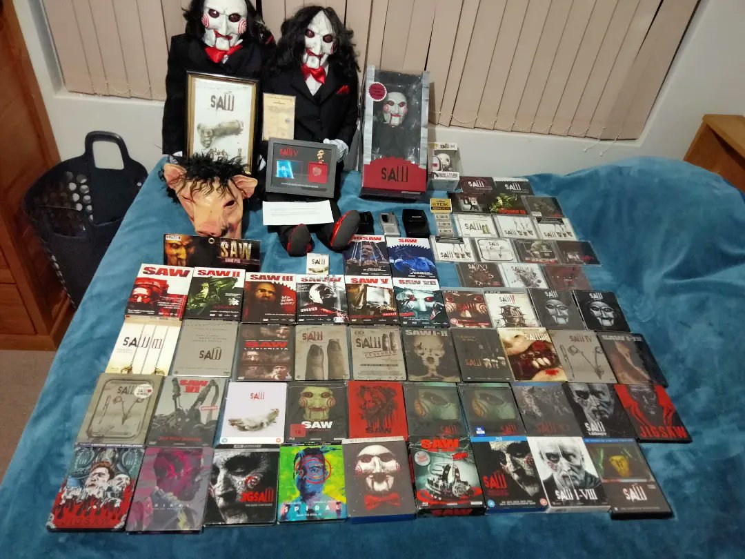 ThomasClacko's tweet image. My SAW Collection (Part 1)
Absolutely love a bunch of the releases for these films! Damn shame Saw V never had its own independent steelbook as Saw V imo, has some of the best artwork in the franchise!

Part 2 Soon!

#SawCollection #Saw #SawMovie #SawSteelbook #SawMediabook