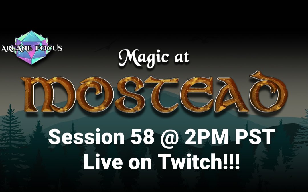 Come join us today for session 58 of Magic@Mostead live on <a href="/twitch/">Twitch</a> !!! 

<a href="/mikeogame/">Mike Ortiz</a>
<a href="/silversphinx/">Harish Suryanarayana</a>
@Black_Cat_Mama
<a href="/MegabitSteve/">MegabitSteve</a>

#dndcommunity #dndcharacters #dnd #dndcampaign #dndstreamer #dnd5e #magicatmostead #dndadventures 
#dndlife #arcanefocusdnd #dndtables #astraltabletop