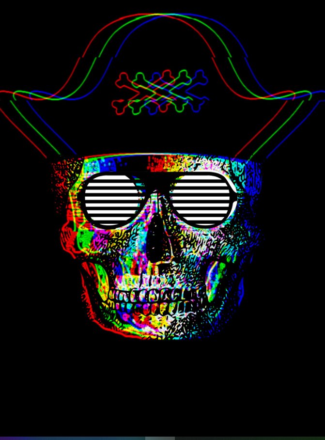 An NFT from CapRedBerdNFT. An image of a skull with a pirate hat.