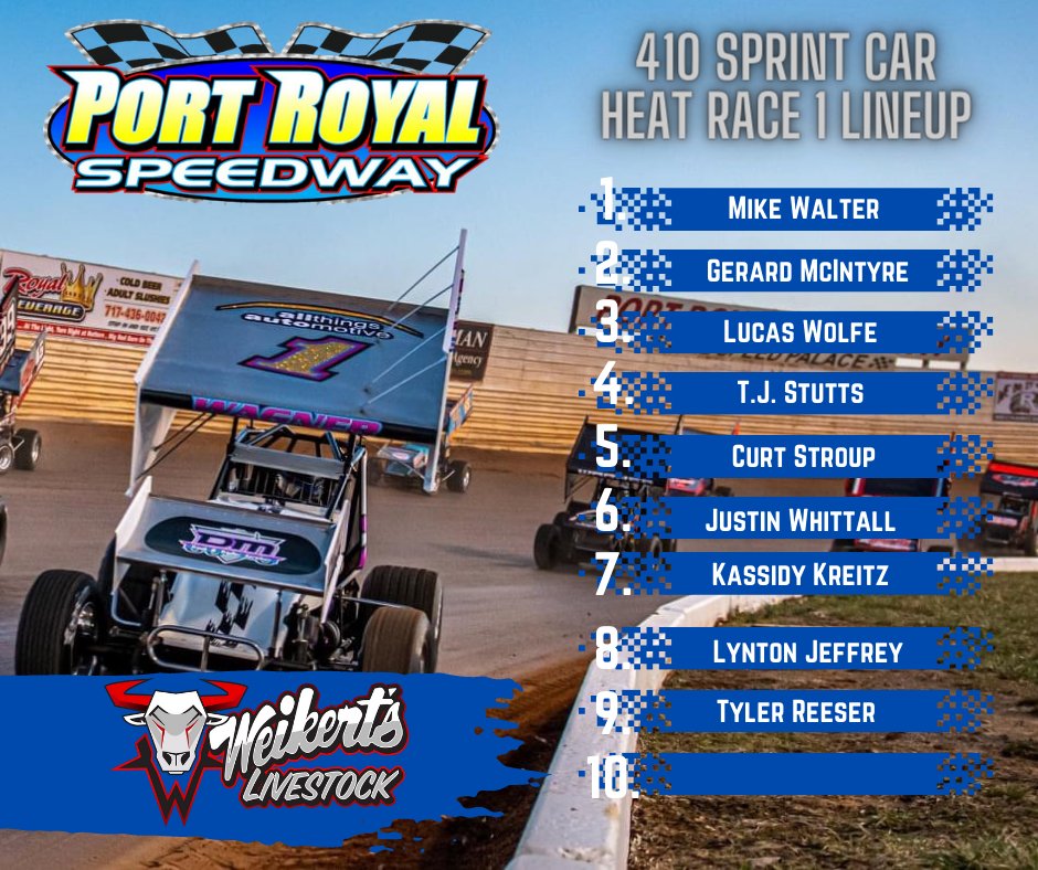 Port Royal Speedway SpeedPalace on Twitter "Heat race lineups for the