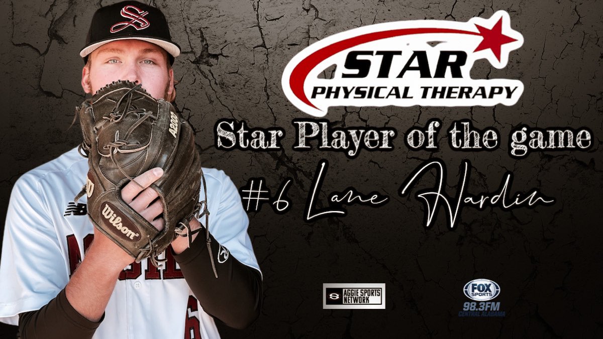 SYL_BSB's tweet photo. Your Star Physical Therapy Star 💫 Players for the game. Offense Pitcher #6 Lane Hardin with 8ks, 5 hits, 1 walk. Of Defense #27 Aidan Cochran going 1/3 with a Double and a walk and 1 RBI. Great job guys and to the team on a big area win today! https://t.co/uZfjb065YV