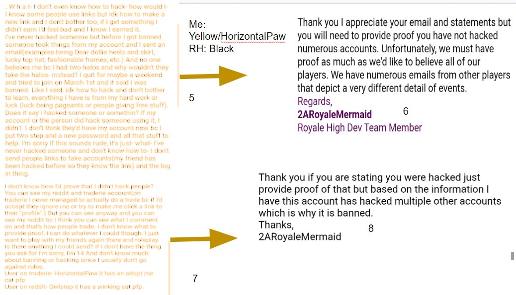 Horizontalpaw's tweet photo. Made this an Image so people can see full thing(reposting from reddit). Please repost/share. New to twitter** Made this bc a dev on the roblox server suggested it. Have a nice day. P1 bc theres 5 images #royalehigh #royalehightrading  #royalehighbanned https://t.co/6NCc43CQhy