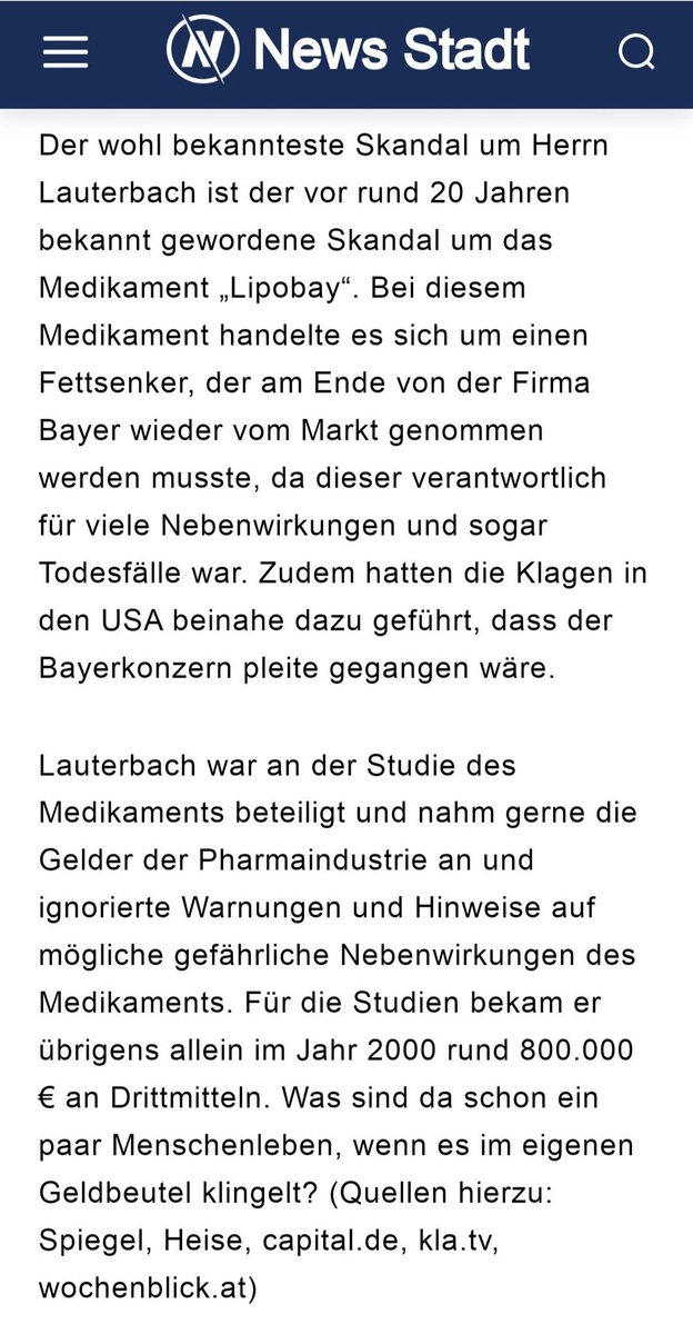 <a href="/GoeringEckardt/">Katrin Göring-Eckardt</a> Der Zusammenhang zwischen Karl #Lauterbach und dem Lipobay-Skandal zeigt den Charakter des Bundesgesundheitsministers so gut, dass es nicht in Vergessenheit geraten darf.
Daher hier dazu noch einmal das wichtigste in Kürze. 
#lauterbachmussweg