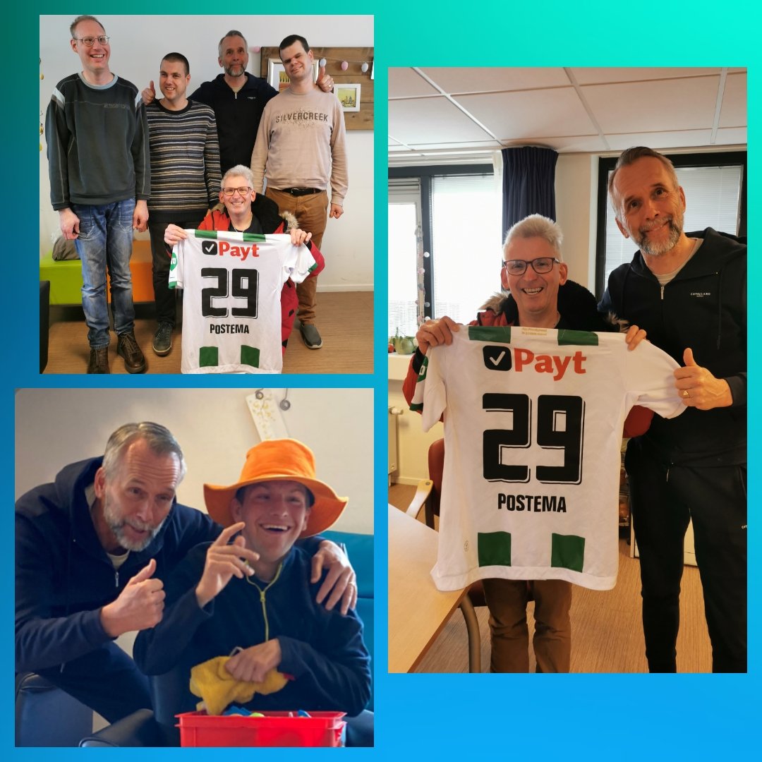saskiadijkstra2's tweet photo. Vandaag kwam @a3poldervaart bij ons langs bij @VisioDeBrink om een cliënt te verrassen.
Wat is het leuk dat je Postema heet en een gesigneerd shirt krijgt van @fcgroningen speler Romano Postema.
Adri, super bedankt en leuk dat je bij ons langs geweest bent. @KonVisio https://t.co/NsFgLvXmCq