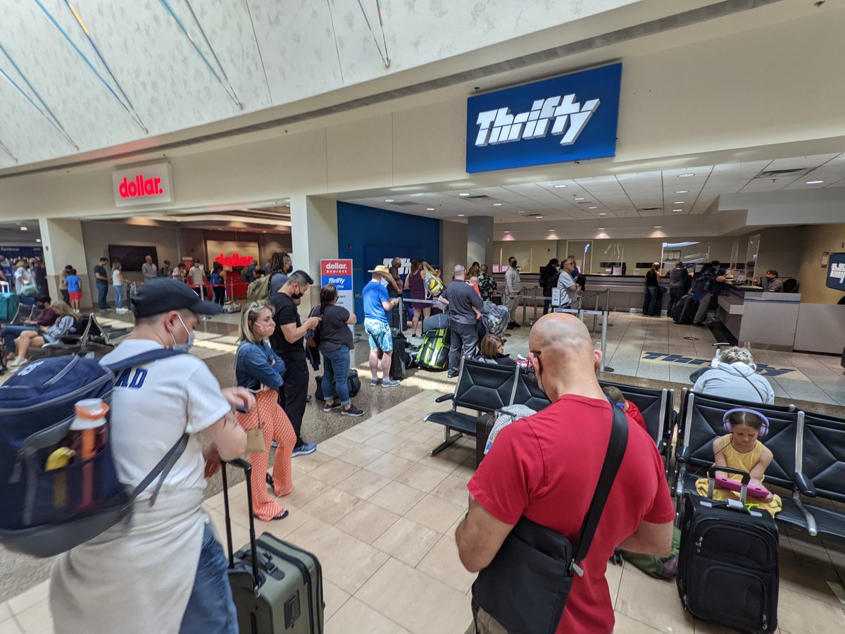 SmitRamsay's tweet photo. @thriftycars at least 3 hours long queue at Phoenix airport to get car rental after 6 hours of flight. Pathetic! https://t.co/bdYQ5ThafS
