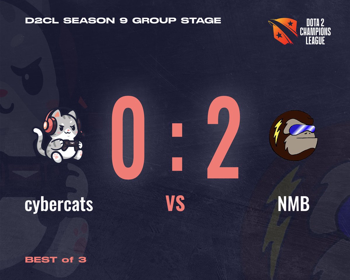 cybercats's tweet photo. Failed to beat the NMB team😿
GGWP

Getting ready for the next games!
#gogocats #d2cl https://t.co/Pe0ecCz3b2