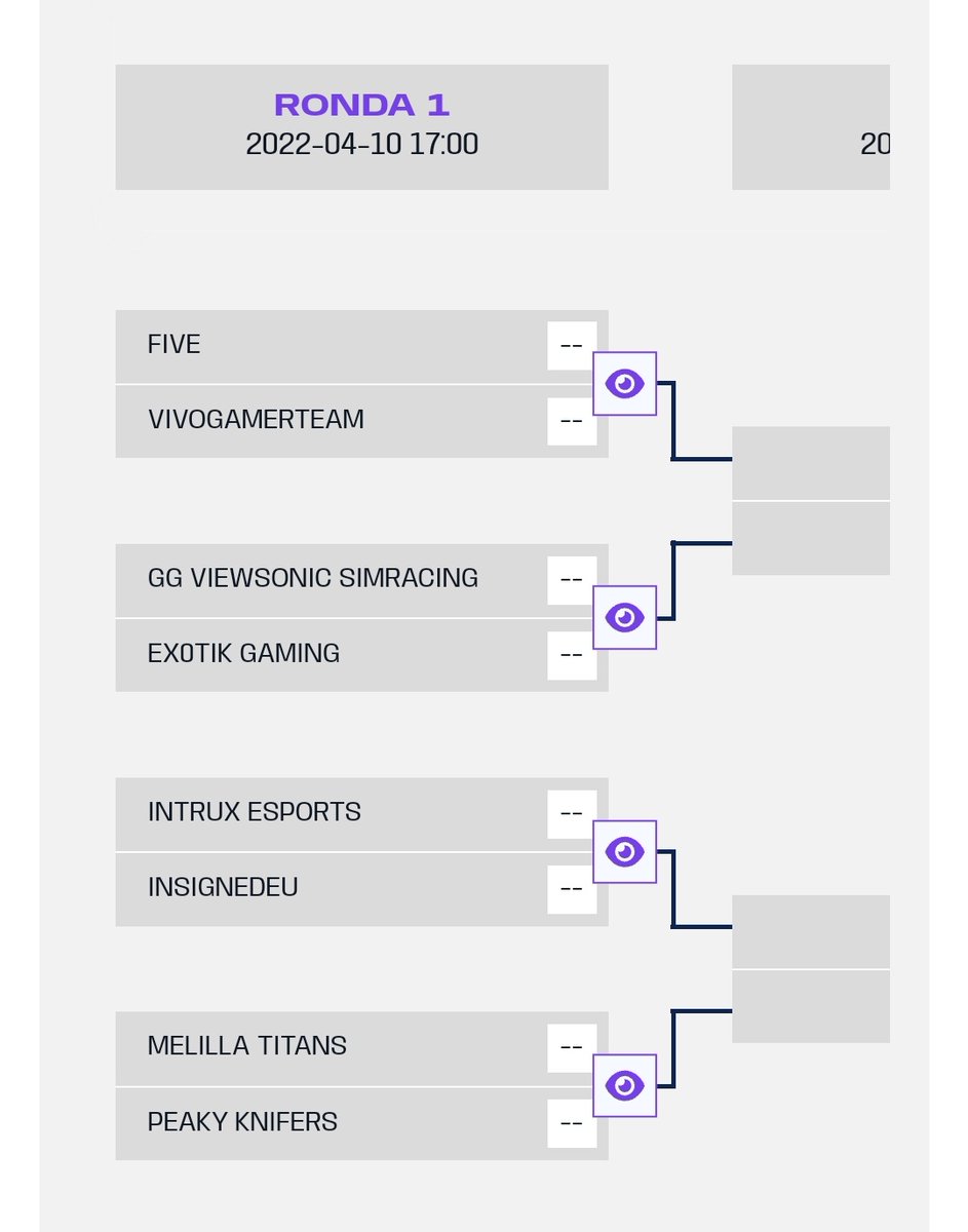 Pues estos son los equipos que mañana se jugarán el pase a la <a href="/LugoGamingFest/">Lugo Gaming Fest</a> de <a href="/TormentaVALes/">Circuito Tormenta | VALORANT</a> 

Mucha Suerte a todos ❤️

-<a href="/FIVEMediaClan/">FIVE</a> 
-<a href="/VivoGamerTeam/">VGT</a>

-<a href="/GGSimRacing/">GG SimRacing</a>
-<a href="/EX0TIKGAMING/">EXØTIK GAMING</a>

-<a href="/INTRUXesports/">INTRUX Esports</a>
-<a href="/InsignedEU/">InsignedEU</a>

-<a href="/MelillaTitans/">Melilla Titans</a>
-<a href="/PeakyKnifers/">Peaky Knifers</a>