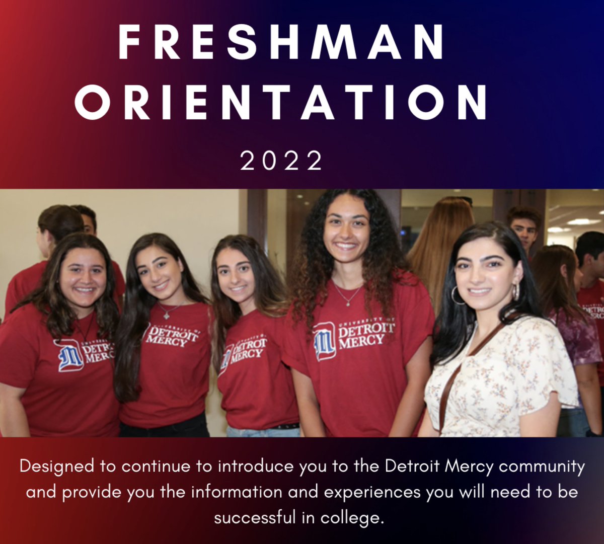 Attention incoming freshmen: Reservations for Student Orientation, Advising and Registration (SOAR) are now open! Learn more and RSVP at udmercy.edu/orientation