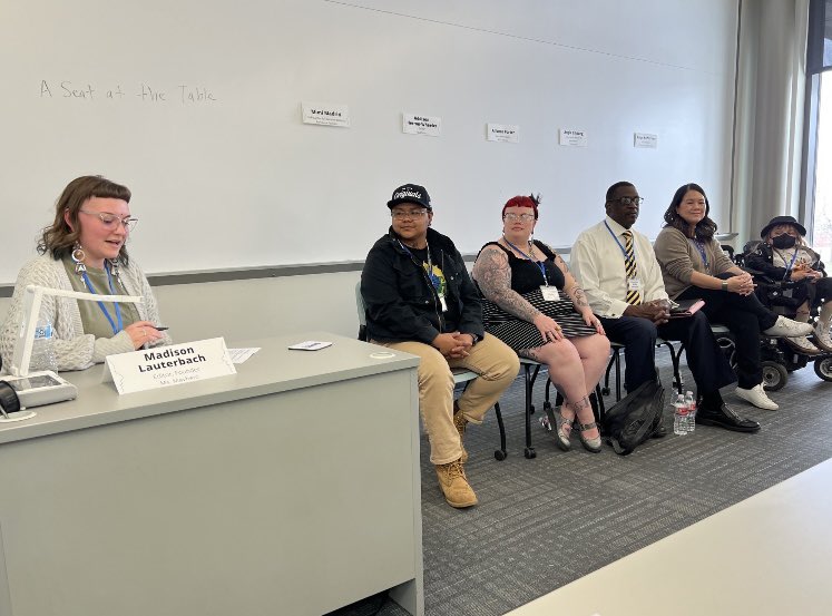 MSUDenverJMP's tweet photo. Spot the MSU JMP grads on a panel discussion about diversity in journalism! From left:Alum Madison Lauterbach,founder and editor of Ms.Mayhem, Moderated the panel. Recent grad Mimi Madrid, co-founder and Exec director of Fortaleza Familiar. Alum Alfonzo Porter. @SPJCOLO #SPJColo https://t.co/hijGQTRKIK