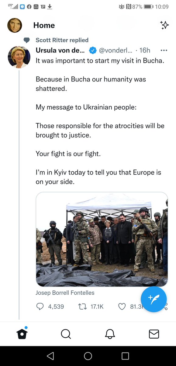 orsettiblue's tweet photo. #VanDerLeyen :Il mio messaggio al popolo ucraino:
I responsabili delle atrocità saranno assicurati alla giustizia.
#ScottRitter : spero che tu mantenga la tua promessa di perseguire i responsabili... perché sei proprio accanto a loro.👏👏👏👏👏
#buchafake #Propaganda https://t.co/yZDpJhsyDu