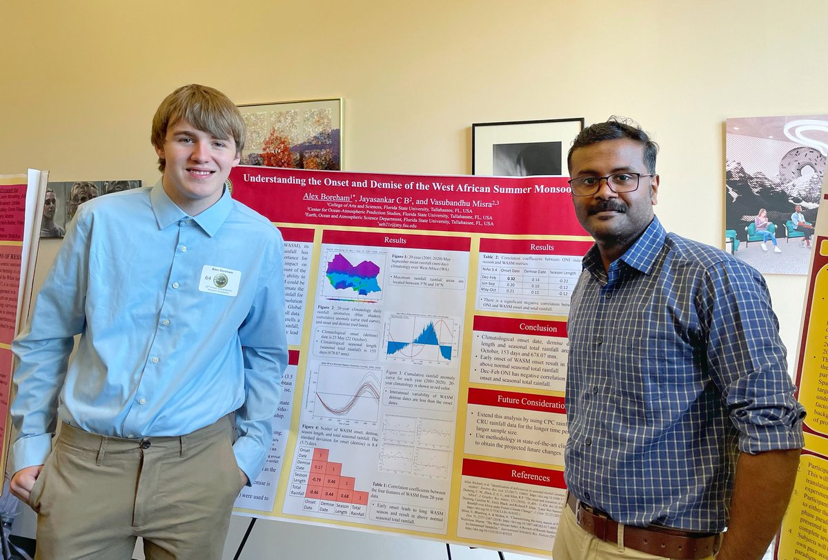 cbjayasankar's tweet photo. Congratulations Alex, for presenting your work in #FSU_UROP symposium, I am very happy to be your mentor. @cyclonicwx https://t.co/haNuPWdYNZ