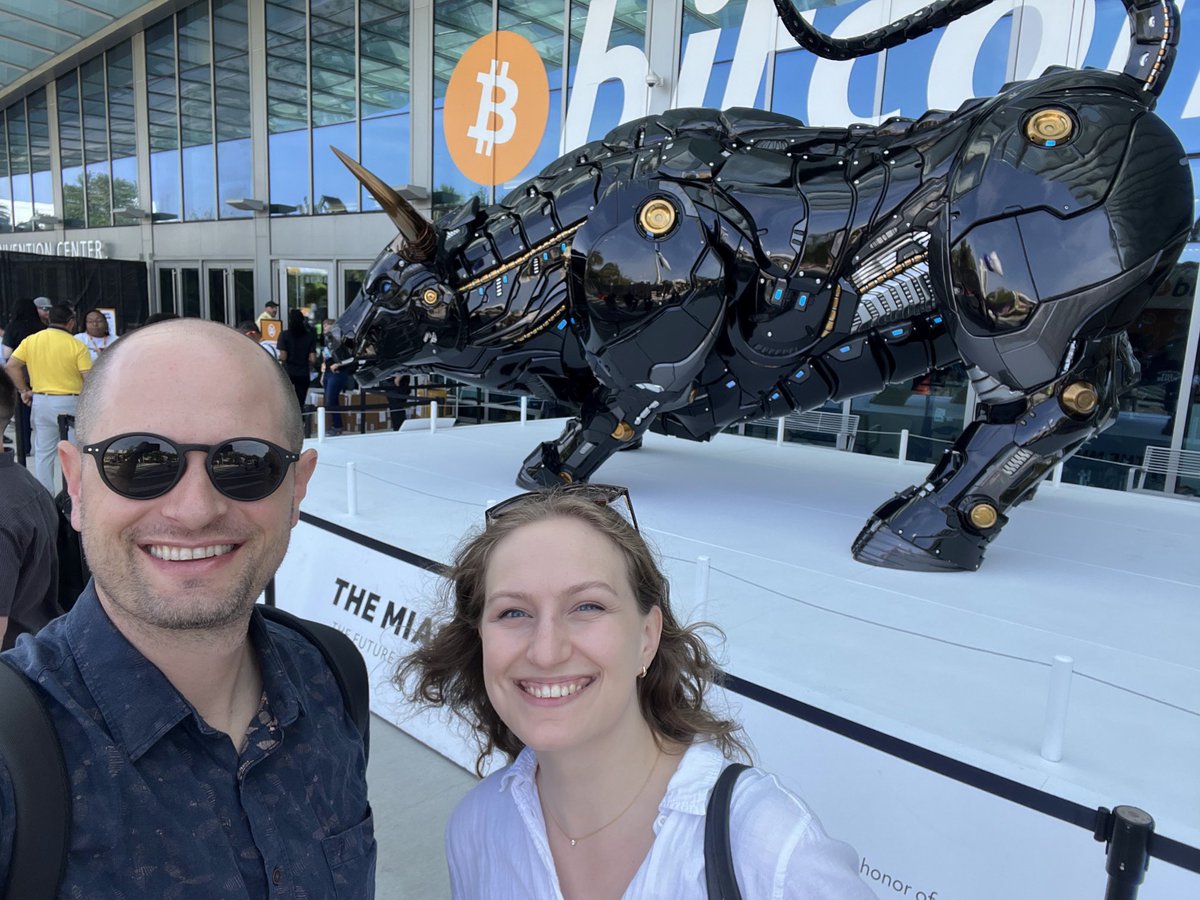 matt_homer's tweet photo. What a week “vibing” with the bitcoin and broader crypto community in Miami. Great to see so many friends and make new ones. If you’re building the future of finance on blockchain reach out to me and ⁦@IzziSteinhaus⁩. https://t.co/0GhEUUMNre