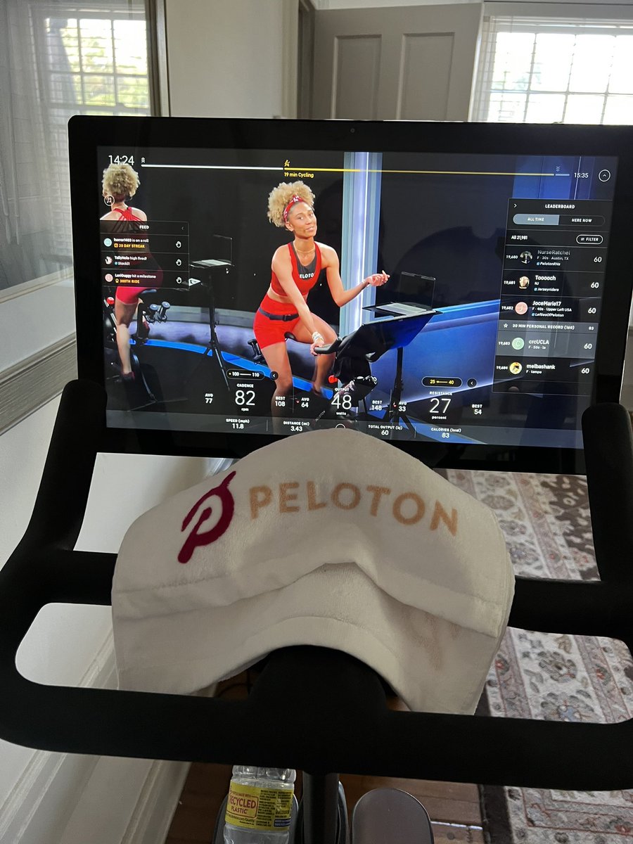 CoachCoriClose's tweet photo. Thank you to my friends who got me this @onepeloton . So good for me. I’m listening to the coaching of @CharismaOsborne and I’m on …project summer progress to swimwear. #neutral thinking #nextrightstep https://t.co/iMhVdJkUPb
