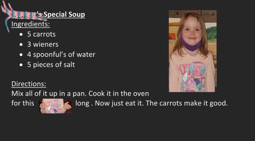 MsYoung_Kinder's tweet photo. Day 2 of Recipes of the Day from our class Easter cookbook. Enjoy!☺👩🏻‍🍳
#RecipeOfTheDay #Kindergarten #youngchefs
@Elwoodelementar @nlesd https://t.co/yN4GzVSixz
