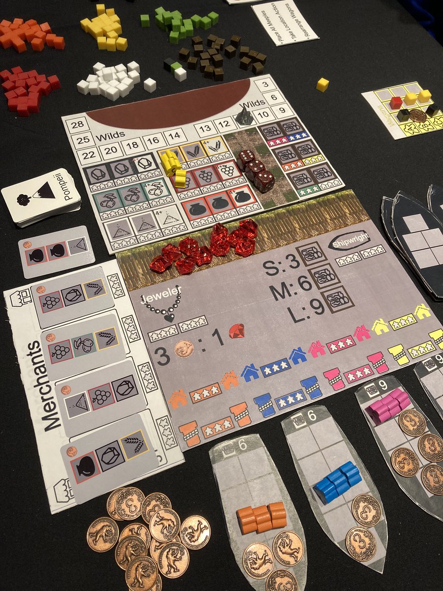 RoscoSchock's tweet photo. Some awesome feedback on #Pompeii at #ProtoATL with Whit, @_dave_conklin and @AnalogAppGames !! https://t.co/y4hwfps6hm