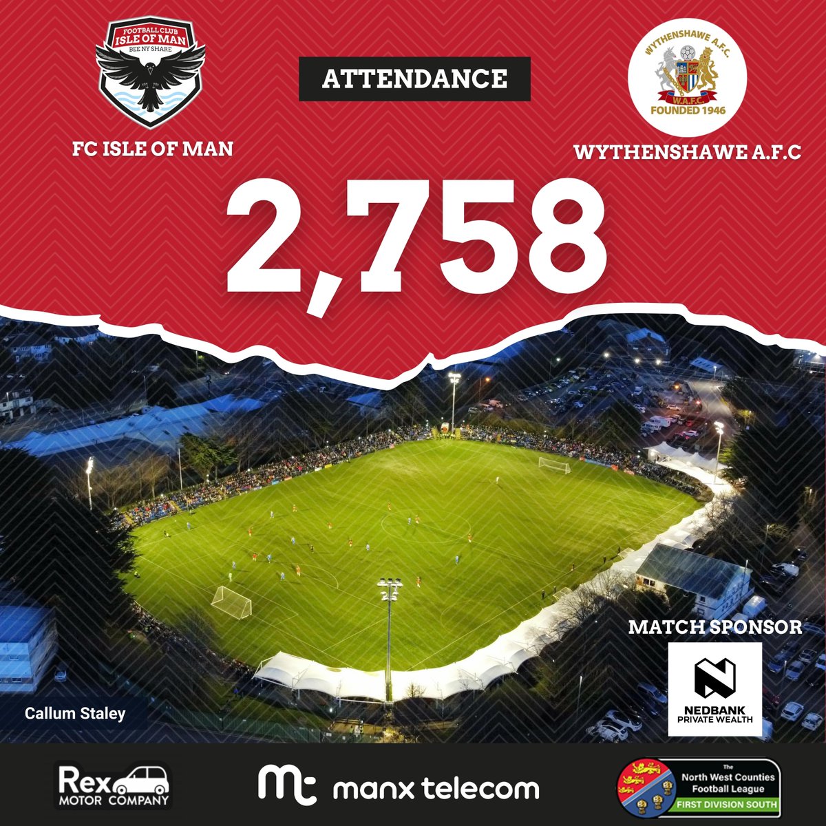 The attendance at the ground tonight is an unbelievable 2,758 👏 

Thank you as always for your incredible support 🇮🇲 

#UnleashTheRavens