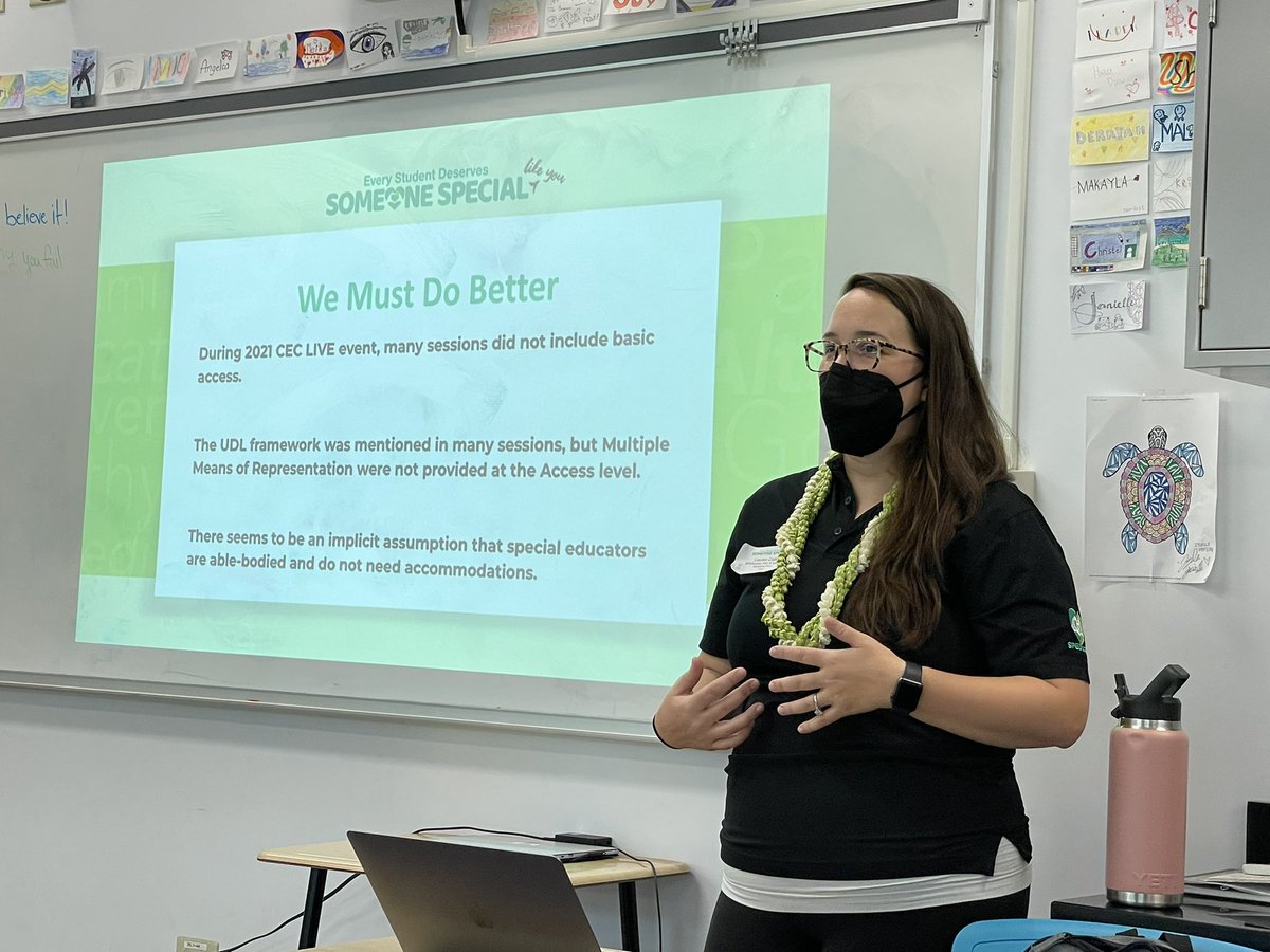 KaneoheEl's tweet photo. We must do better! Speducator &amp; Kāneʻohe El T, Lauren Collier shares tools all can use to remove barriers to accessing learning 🤯#speducatorconnection2022 @HIDOE808 #UDL https://t.co/PaeH5LnicX