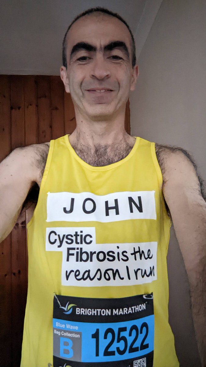 Pinned on my number and tried out my top all ready for #BrightonMarathon for <a href="/cftrust/">Cystic Fibrosis Trust</a> tomorrow justgiving.com/fundraising/jo…