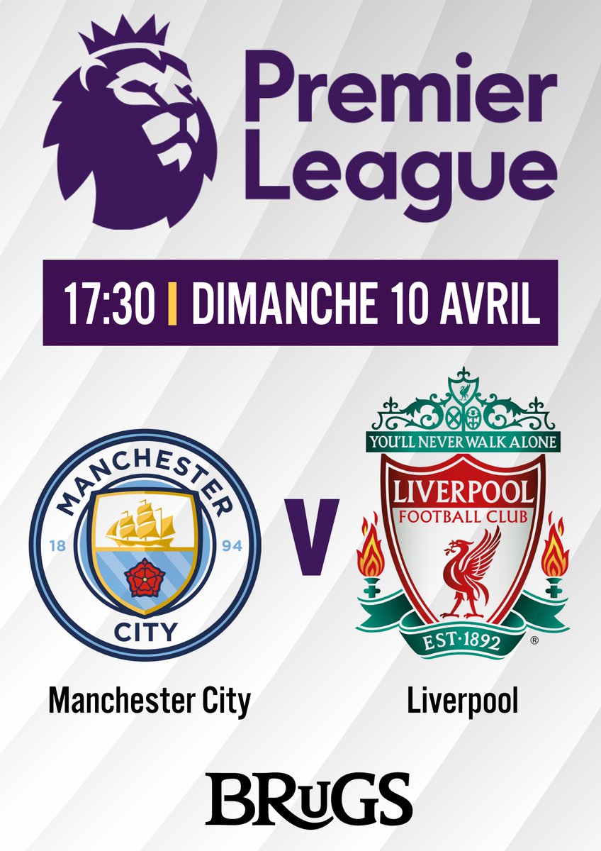 brugs38's tweet photo. Manchester city vs Liverpool  ⚽️ 🍻
Dimanche 10 avril à 17h30 😃
#brugsgrenoble https://t.co/80ZqhDhukm