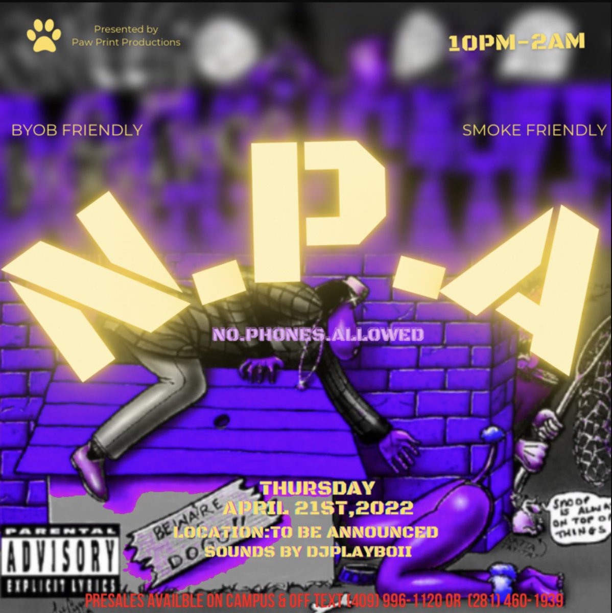 muneyymell's tweet image. APRIL 21sttt 

Que oil on DECCCCCCCC

Come get crunk a the dogsss

Don’t forget… NO PHONES ALLOWED😜
#NPA #springfest2k22 #tsu