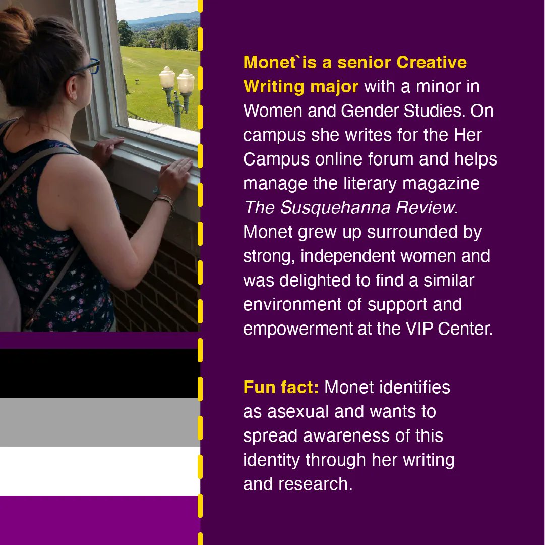 VIPCenter_SU's tweet photo. Meet the staff! Today's feature is on Monet Polny, who runs our Feminist Fellowship Book Club and Trauma-Informed Yoga class. Swipe to learn about Monet! https://t.co/7cB5kRl821