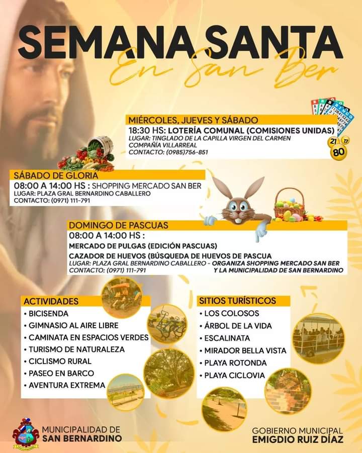 SanBernardinoPy's tweet photo. #SEMANA_SANTA_SB_2022 🙏💒

Presentamos el Calendario Parroquial y de Actividades Recreativas para la Semana Santa.

JUNTOS POR SAN BERNARDINO 🤝 
#EMIGDIO_RUIZ_DIAZ_INTENDENTE_SB https://t.co/92hcfNMyk8