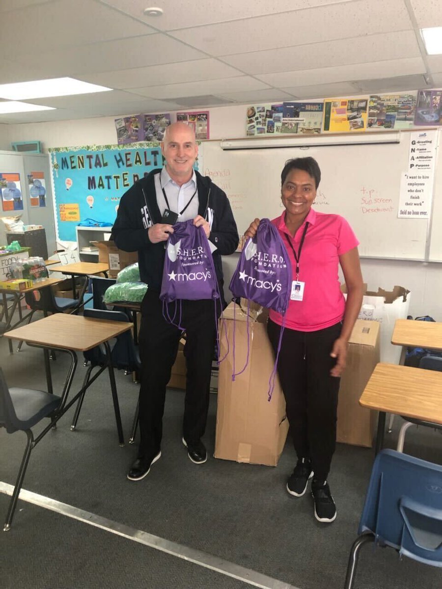 SHEROFoundation's tweet photo. Did you hear? 102 hygiene kits delivered to Coral Springs High School! Thank you @Macys and Advisory Board Member Bill Cleland for delivering and your dedication to our vulnerable population. 
#beashero #beasherofoundation #endhumantrafficking https://t.co/PNEvPYFZNI