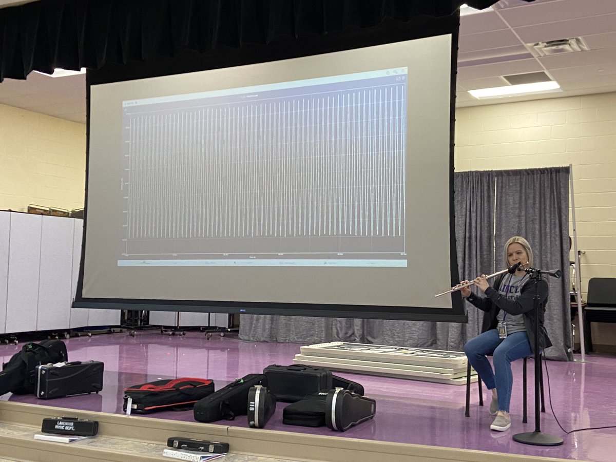 I’m so appreciative of this collaboration with Mrs. Murphy who helped all 5th graders explore the frequencies and pitch of their musical instruments. #soundenergy #physicalscience #oscilloscope #music