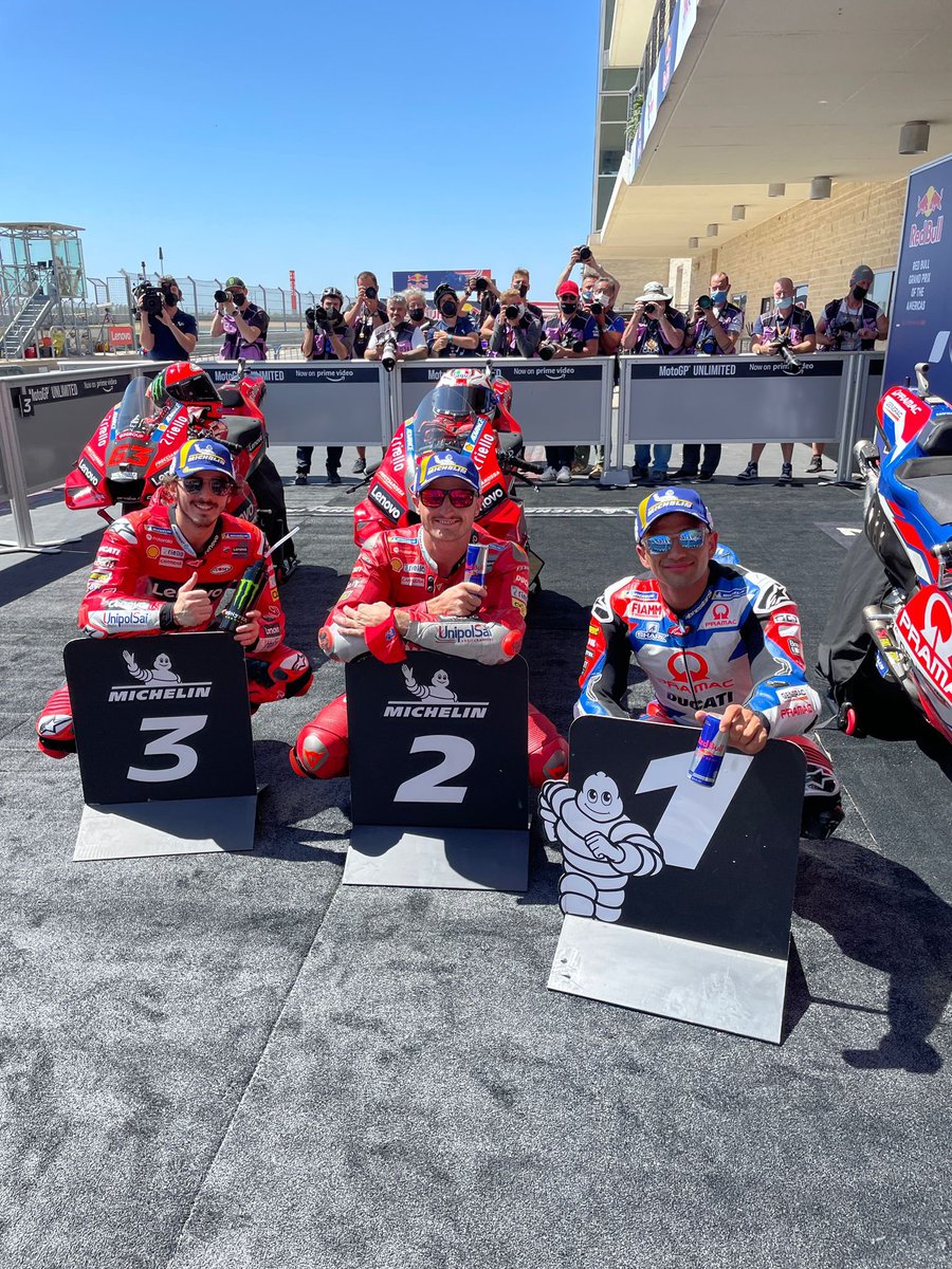 Fantastic Ducati in Austin - Texas. First 5 places … never happened before! Proud of Ducati Corse boys … well done to Jorge, Jack, Pecco, Johann and Enea. This is desmopower!