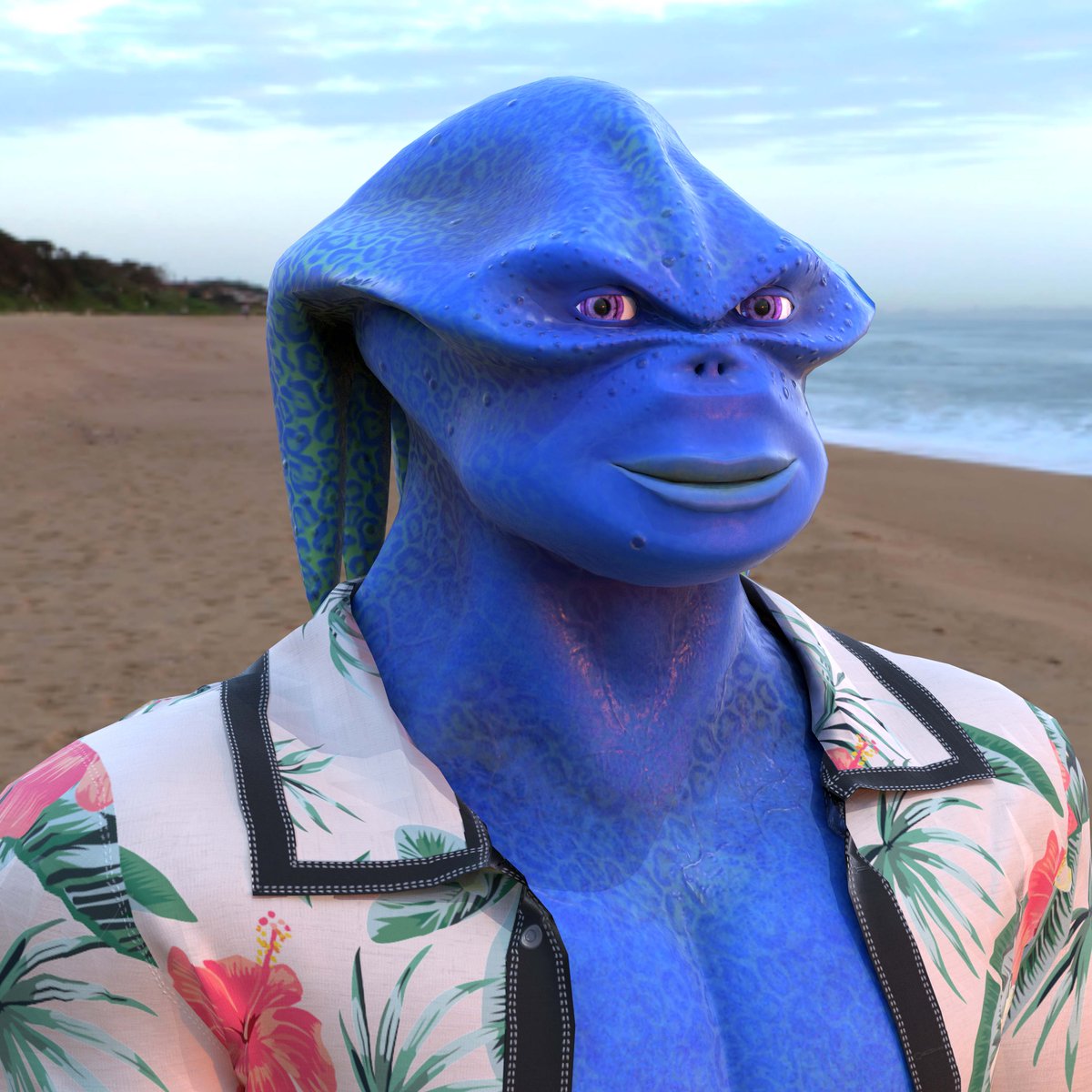 ultranique's tweet photo. Quaal at the beach @meta_movie  #AlienRescue #NeosVR #Metaverse #VR https://t.co/Ky1PeFtgV9