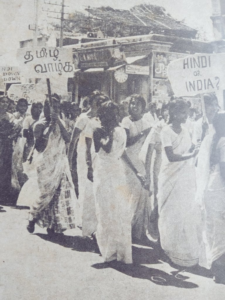 KushnavaM's tweet photo. Protest Against Hindi Imposition 1960. No Hindi, No national language. Yenna rascala @AmitShah mind it. Don't try to set fire again like your state #Gujarat.
#stopHindiImposition #StopHindiImperialism #NoNationalLanguage https://t.co/IKROKrVoNF