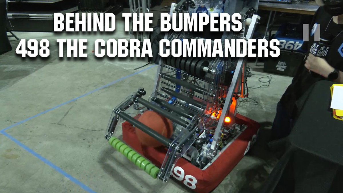 FUNFRC's tweet photo. https://t.co/5iN6v2sOuZ COOOOOOBRAAAAA! Check our @frcteam498  The Cobra Commanders and their Rapid React robot on Behind the Bumpers. 498 has awesome packaging on their robot and have made some improvements between events with their slick intake and extra wide shooter. https://t.co/Bo81IkpSUB