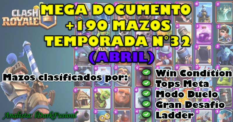 🔥 Renovado Documento de Mazos [Temp. 34] 🔥

✅ Top 5 clasificados por cada WC.
✅ 25 Mejores Mazos del Meta Actual.
✅ 14 Combinaciones de Mazos Modo Duelo.
✅ 15 Mazos Gran Desafío / 15 Mazos Ladder
✅ Mazos con Links.
✅ Actualización mensual.

📩 MD para adquirir el archivo.