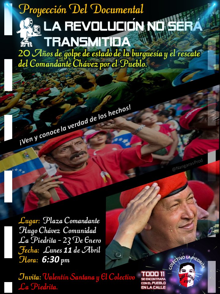 FrenteSergioR's tweet photo. Proyección Del Documental "La revolución no será transmitida"

Roque Valero
Farmatodo McFlurry Kenneth Zseremeta Kiev Bicarbonato
Índigo Gillette Metro de Caracas
#SinLuz Alberto Fernández
Valentina Miguel Cabrera
Soacha Fiscal de la CPI
Betamax Camilla Fabri
Palo Verde https://t.co/QDP7h1rLLx
